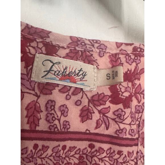Faherty Adella Floral Jumpsuit Womens Size Small Pink Red Printed Boho - Picture 8 of 8